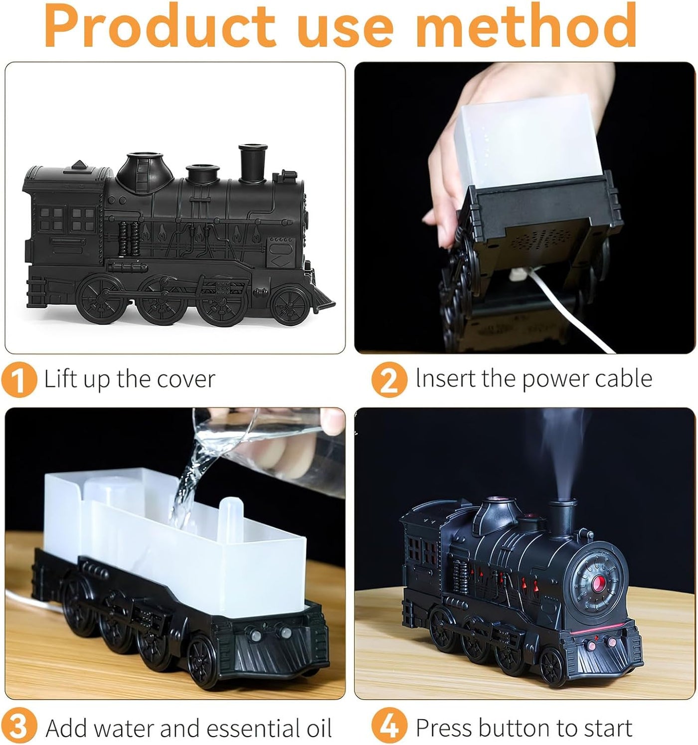 Train Diffusers for Essential Oils,300ml Magic Train Diffuser, Large Room Remote Control Aromatherapy Diffuser, Ultrasonic Cool Mist Humidifier Auto Off for Office Bedroom