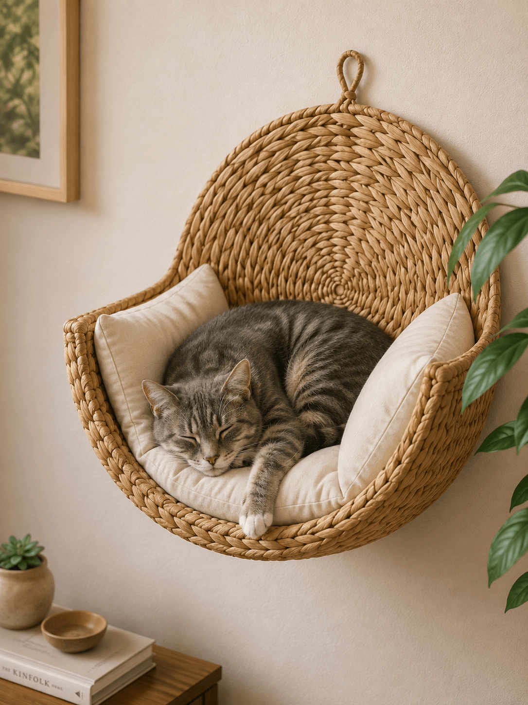 Cat sleeping in the Cozzyle wall-mounted bed